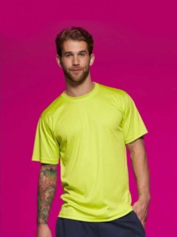 Einfärbiges Sport Shirt mit Textildruck